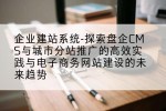 企业建站系统-探索盘企CMS与城市分站推广的高效实践与电子商务网站建设的未来趋势