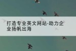 打造专业英文网站-助力企业扬帆出海